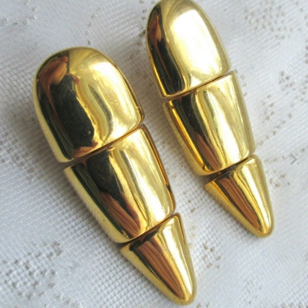 Vintage 1980’s Maxine Denker Gold Mod Earrings - Picture 10 of 11